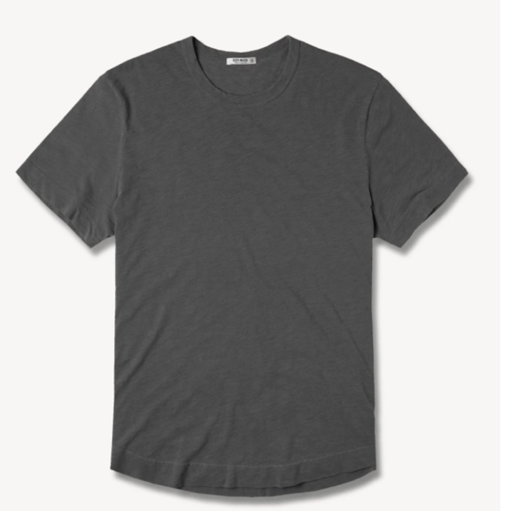 Buck Mason Slub Curved Hem Tee Gray Coal Venice Wash XL Made in USA